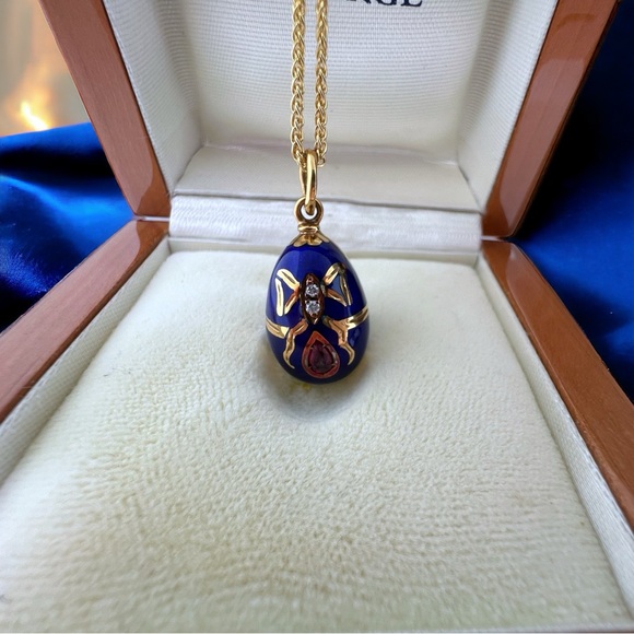Authentic Faberge Egg 18K Ruby And Diamond Necklace - Picture 6 of 9
